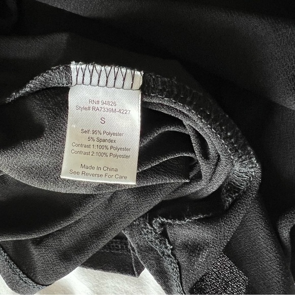 TEMPTED hearts lace puff sleeve organza baby doll top solid black size small - Picture 12 of 13